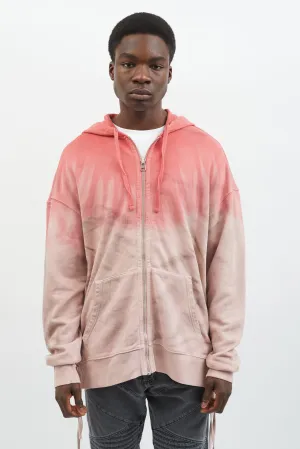 Pink Gradient Tie-Dye Lace-Up Hoodie
