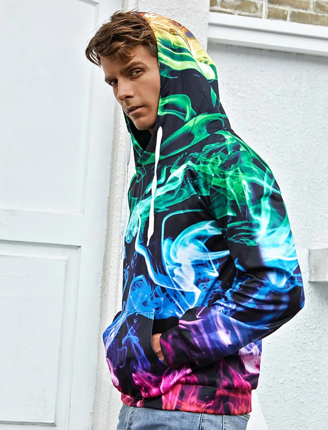 RAISEVERN Hoodies for Men Women 3D Graphic Fleece Sweatshirts Pullover Novelty Cool Funny Hoody Hooded With Pockets