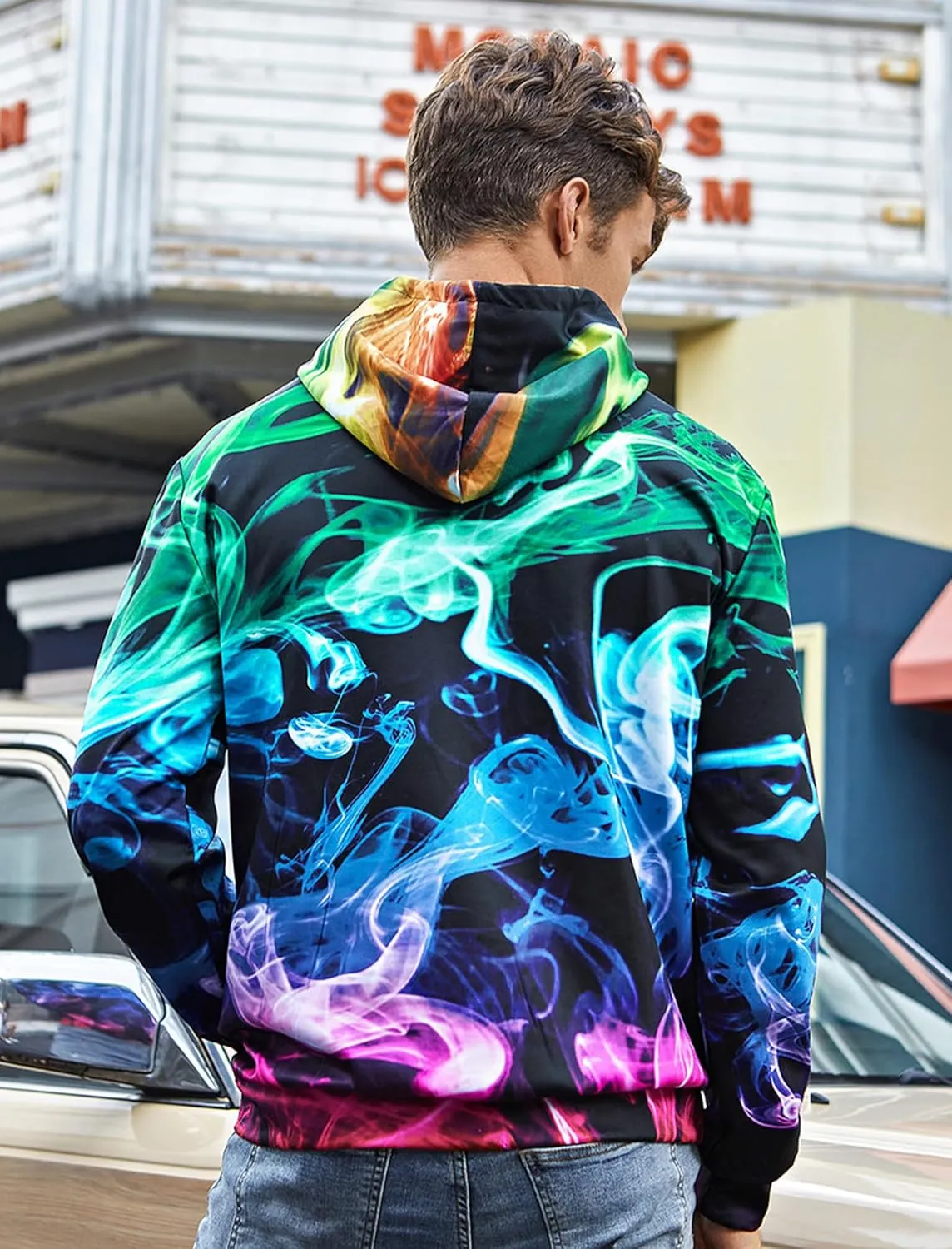 RAISEVERN Hoodies for Men Women 3D Graphic Fleece Sweatshirts Pullover Novelty Cool Funny Hoody Hooded With Pockets