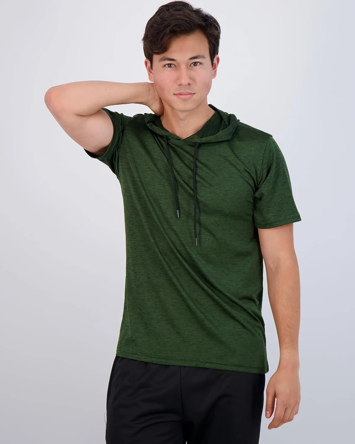 Real Essentials 3 Pack: Men's Dry Fit Short Sleeve Active Athletic Hoodie Pullover Sweatshirt (Available in Big & Tall)