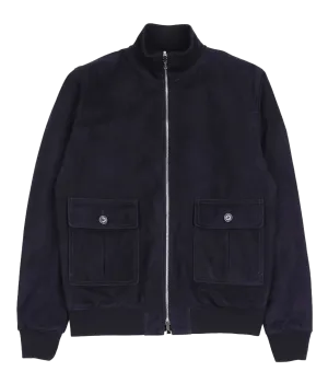 Reversible Suede Jacket in Dark Blue