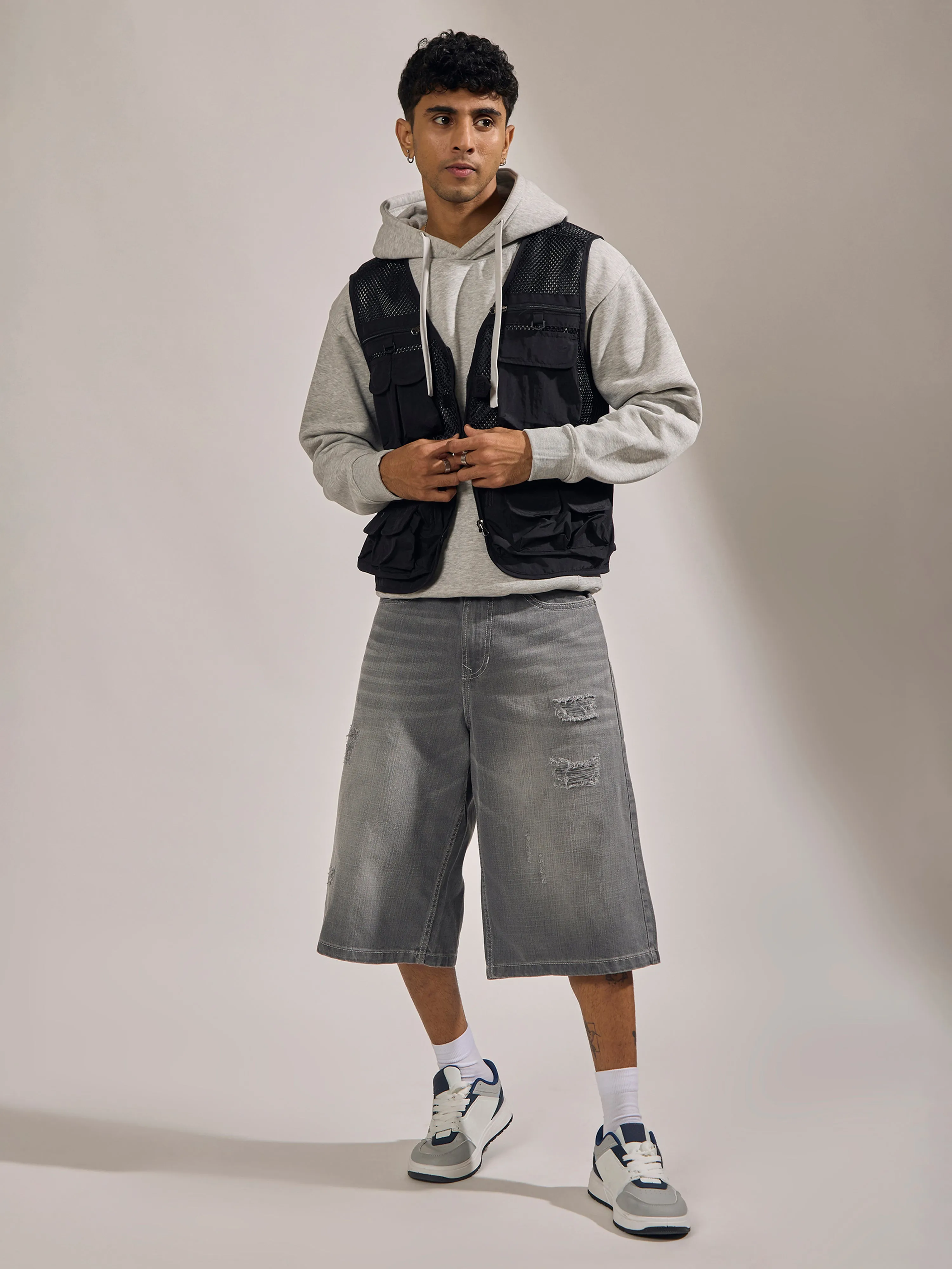 Romilya - Zippered Cargo Vest - Black