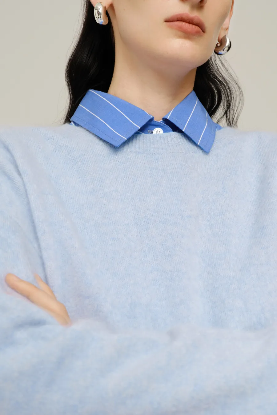 Round Neck Jumper Light Blue
