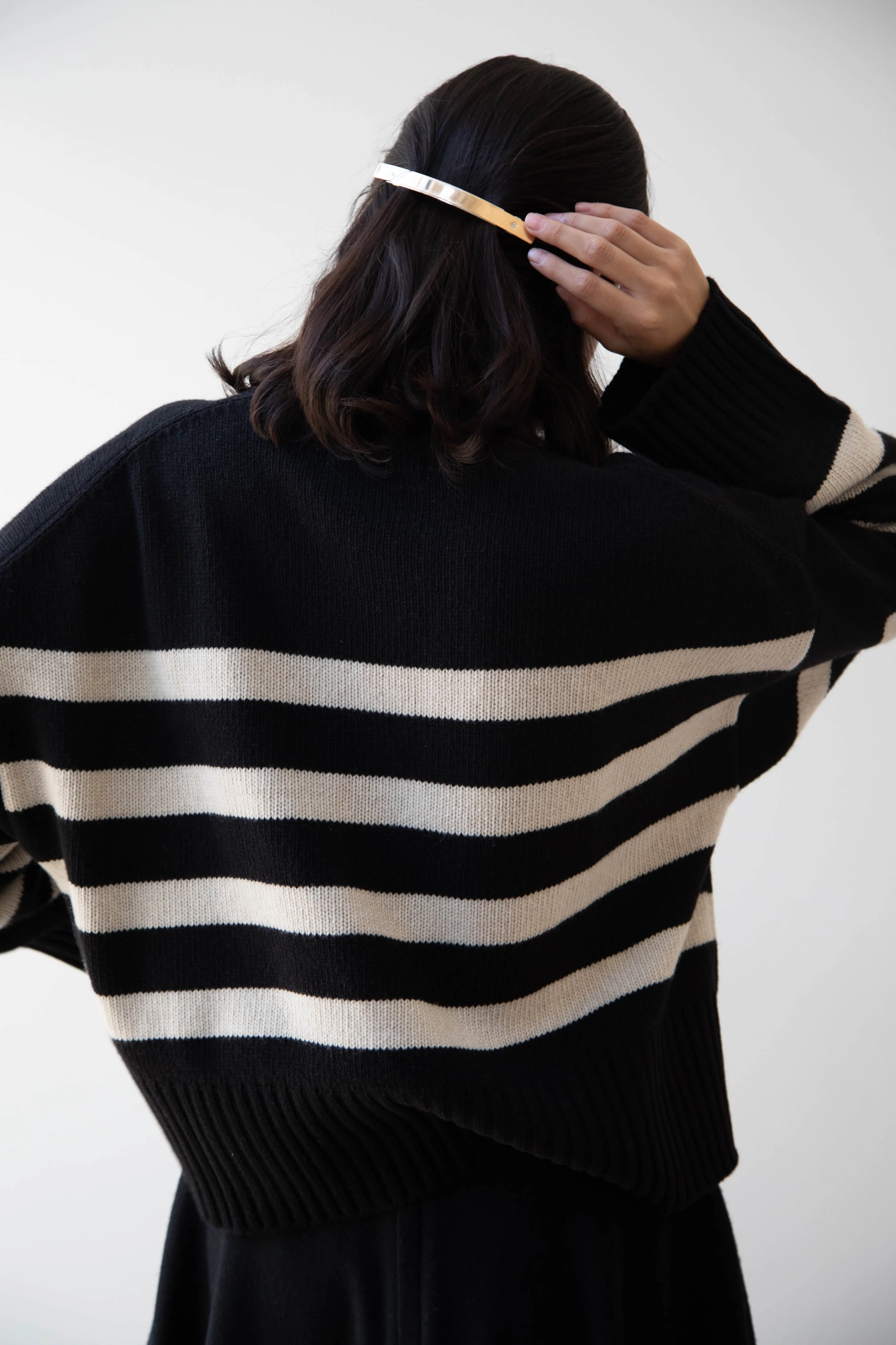 Skall | Campa Sweater in Black & Sand Stripe