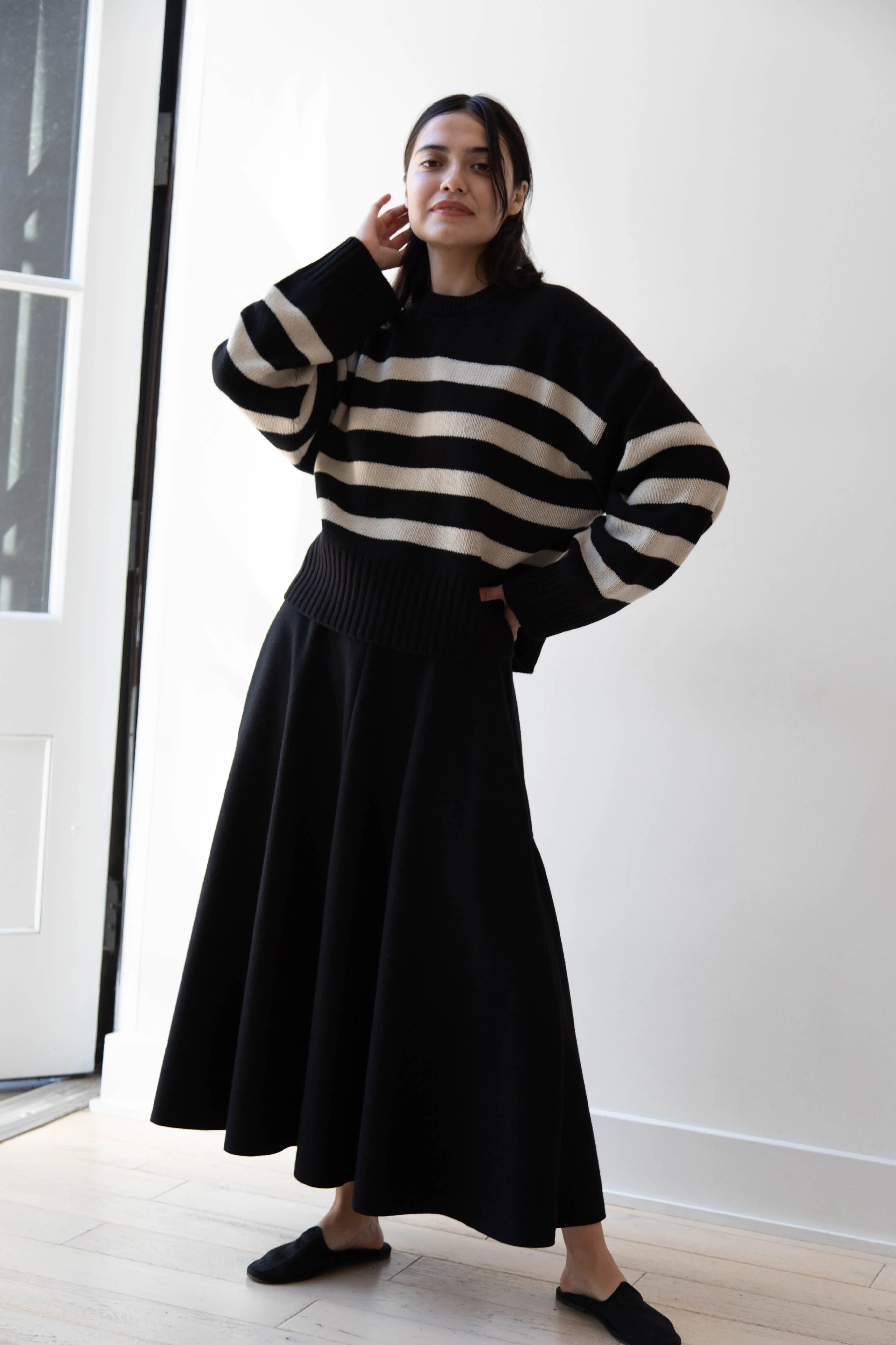 Skall | Campa Sweater in Black & Sand Stripe