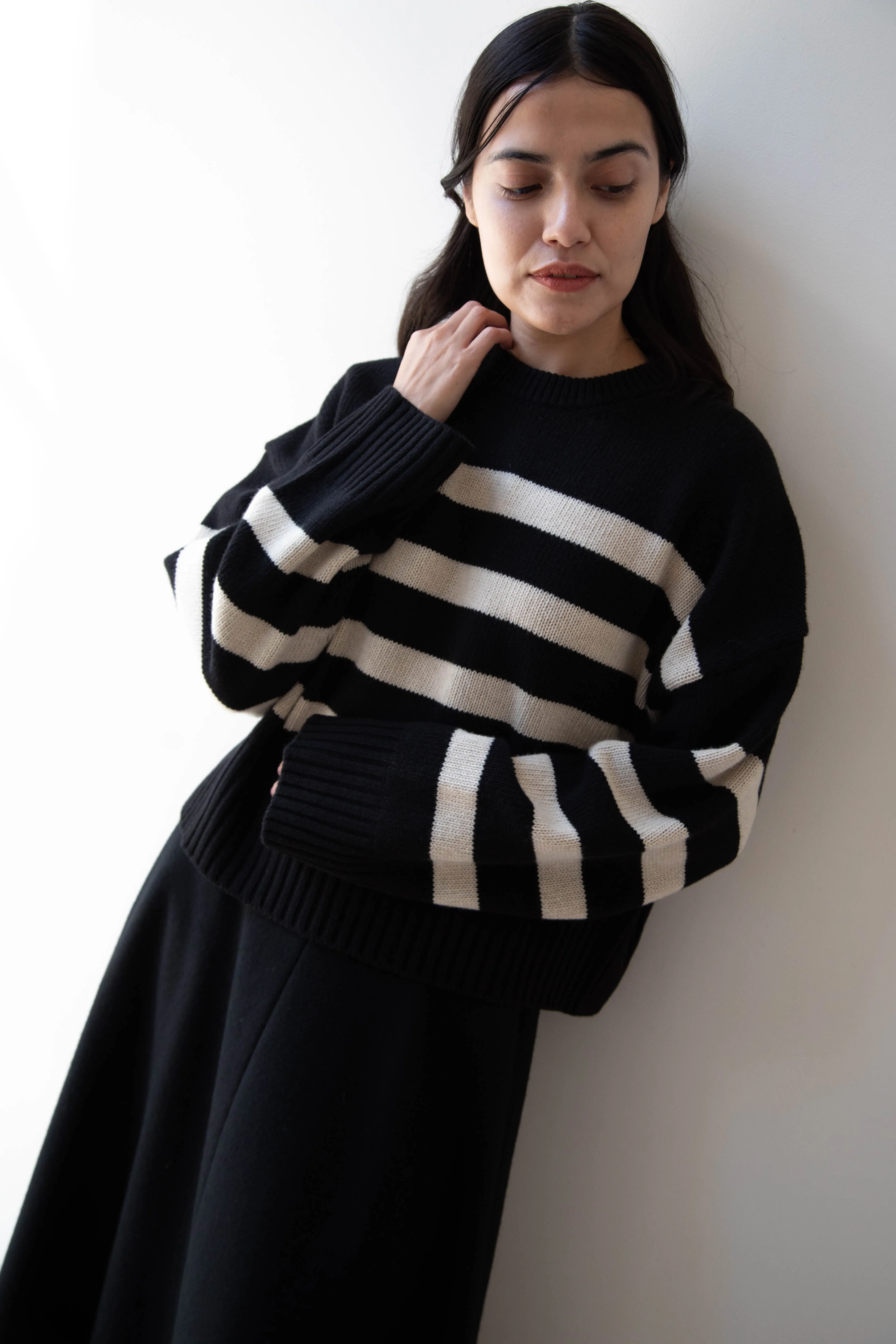 Skall | Campa Sweater in Black & Sand Stripe