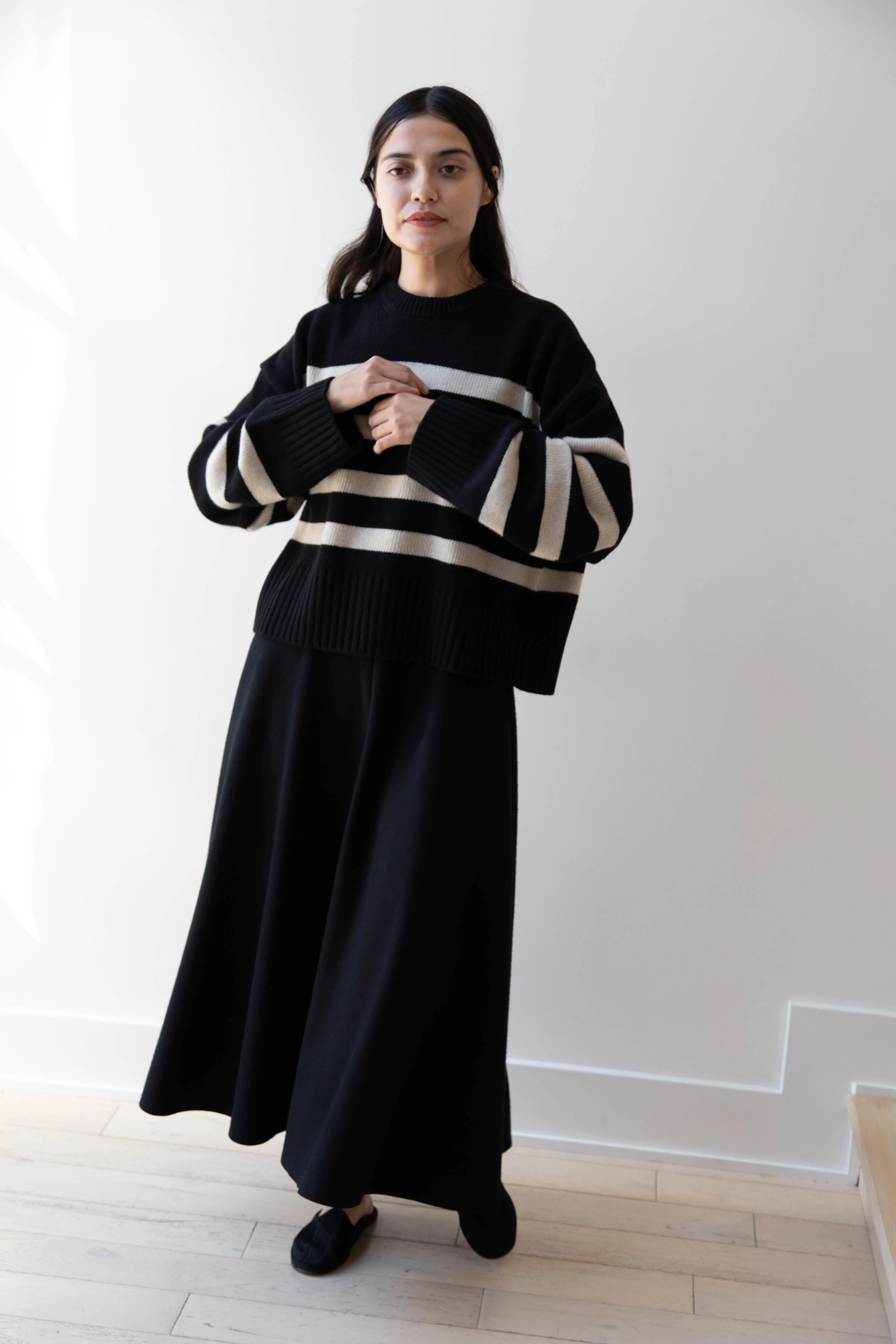 Skall | Campa Sweater in Black & Sand Stripe