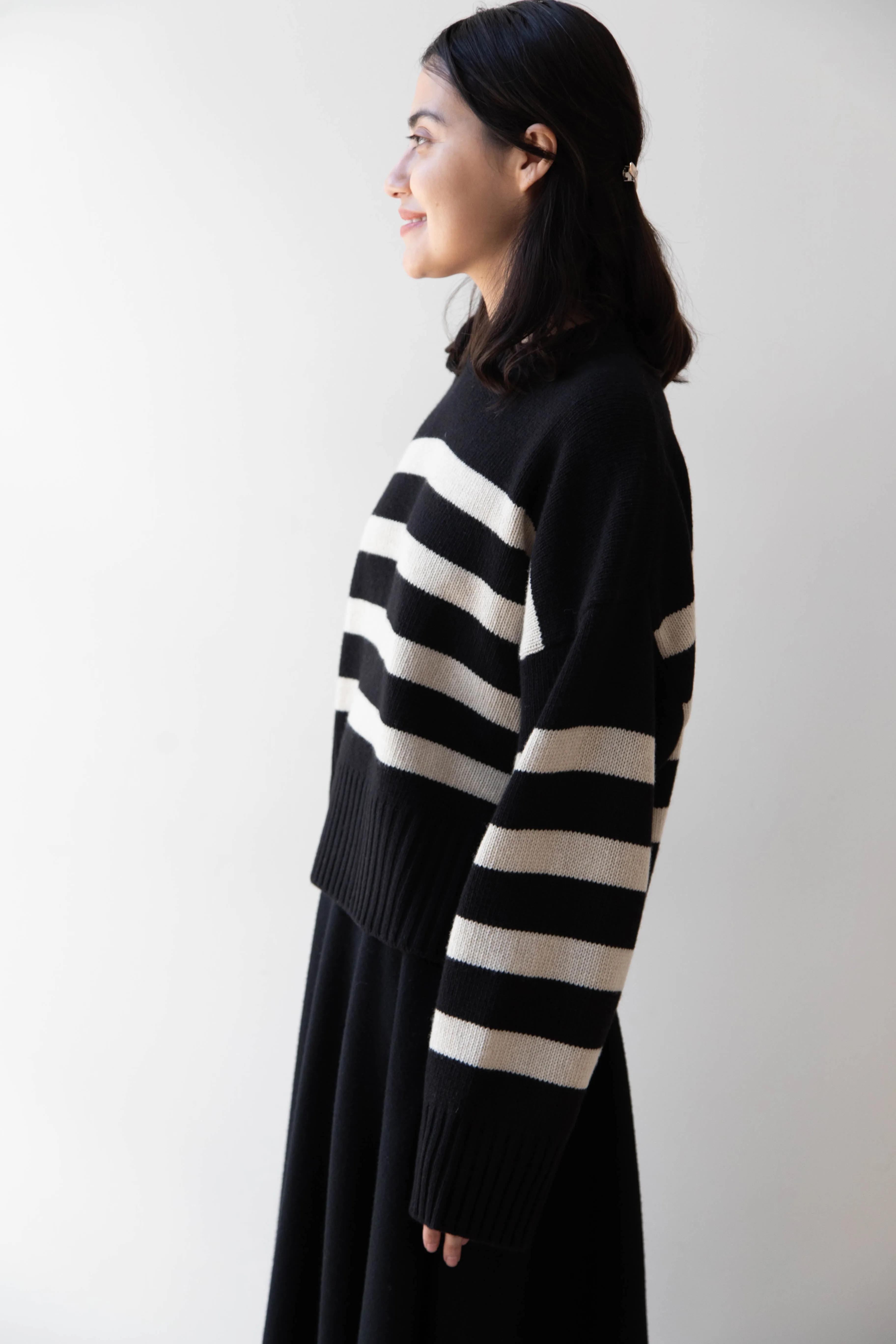 Skall | Campa Sweater in Black & Sand Stripe