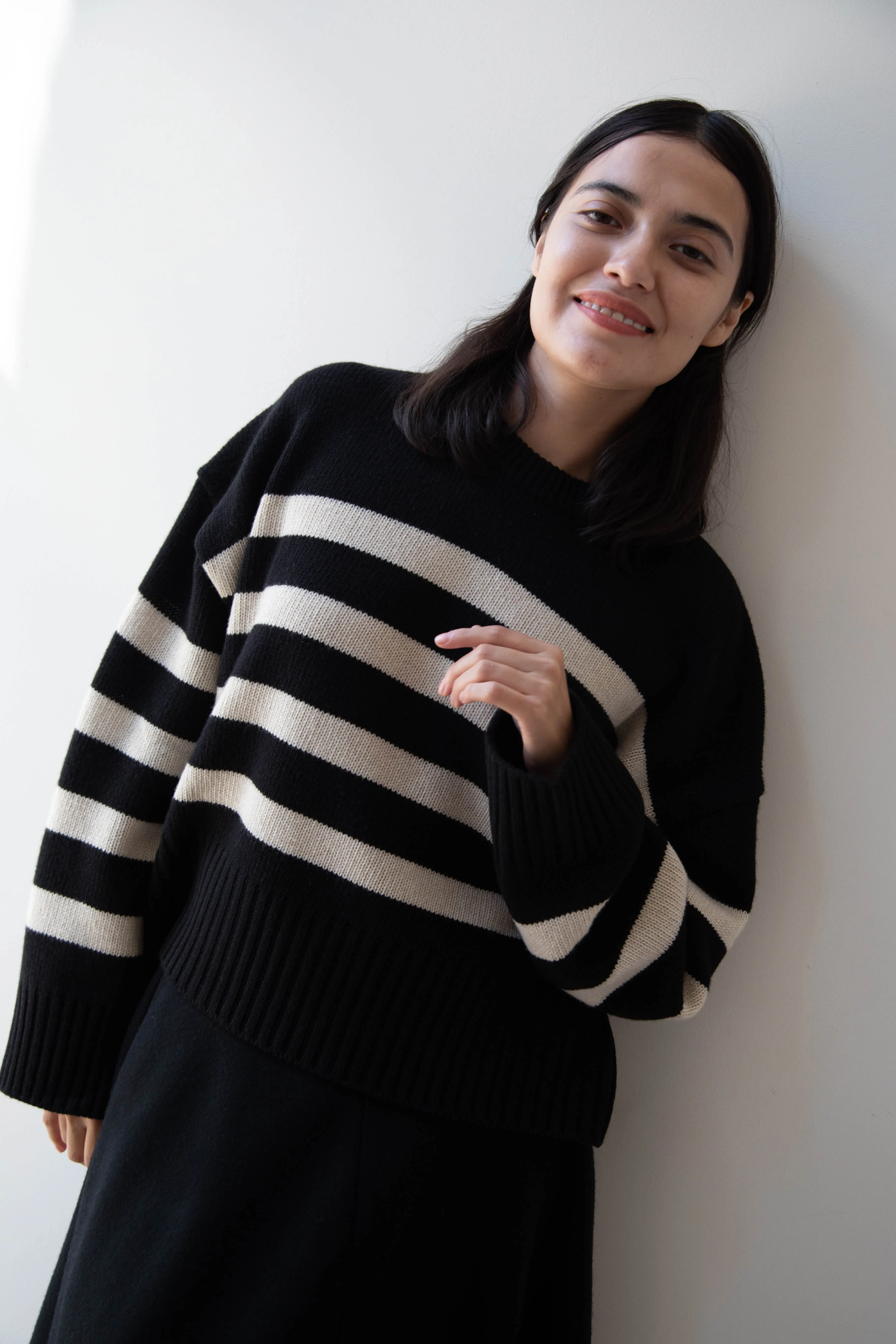 Skall | Campa Sweater in Black & Sand Stripe