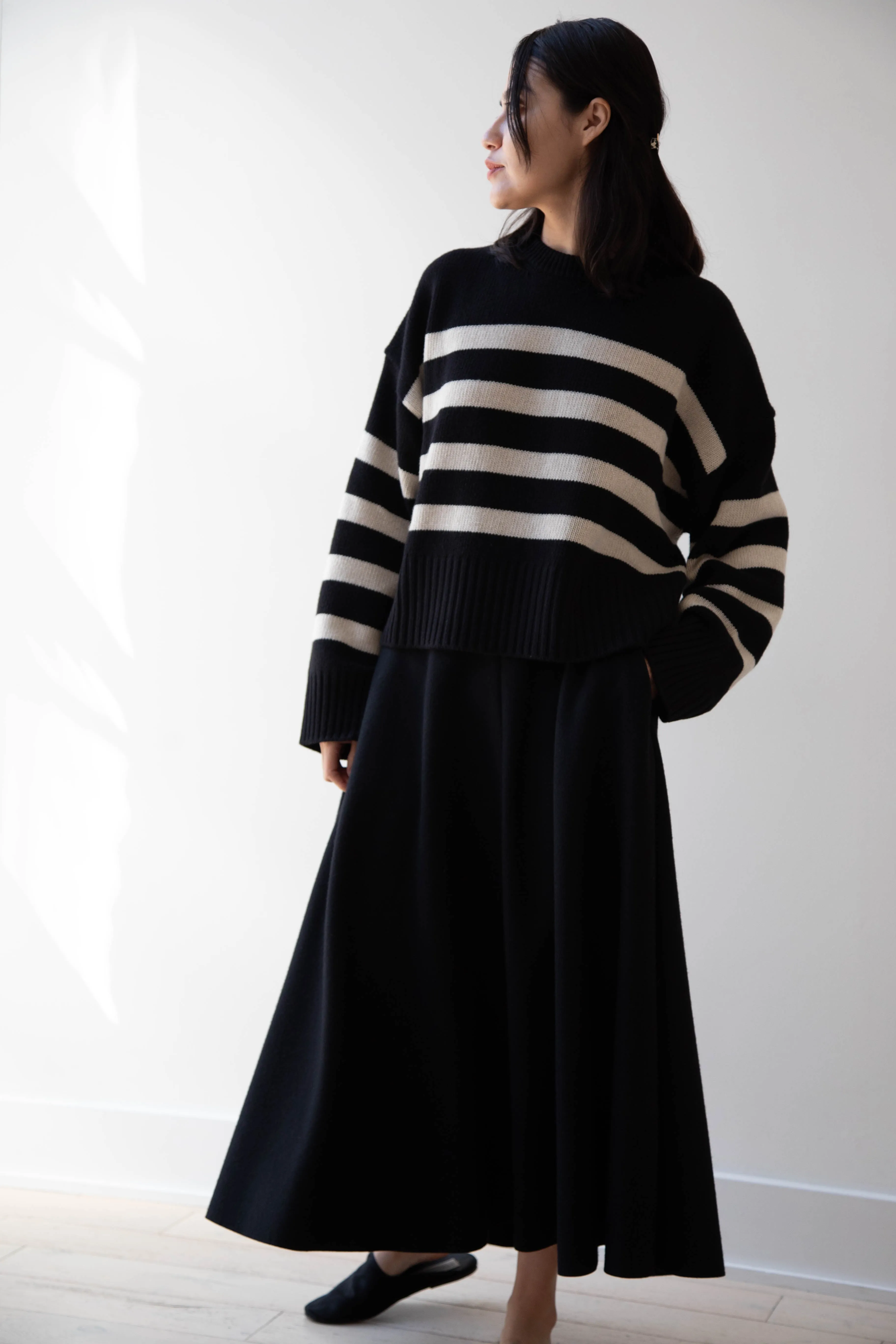 Skall | Campa Sweater in Black & Sand Stripe