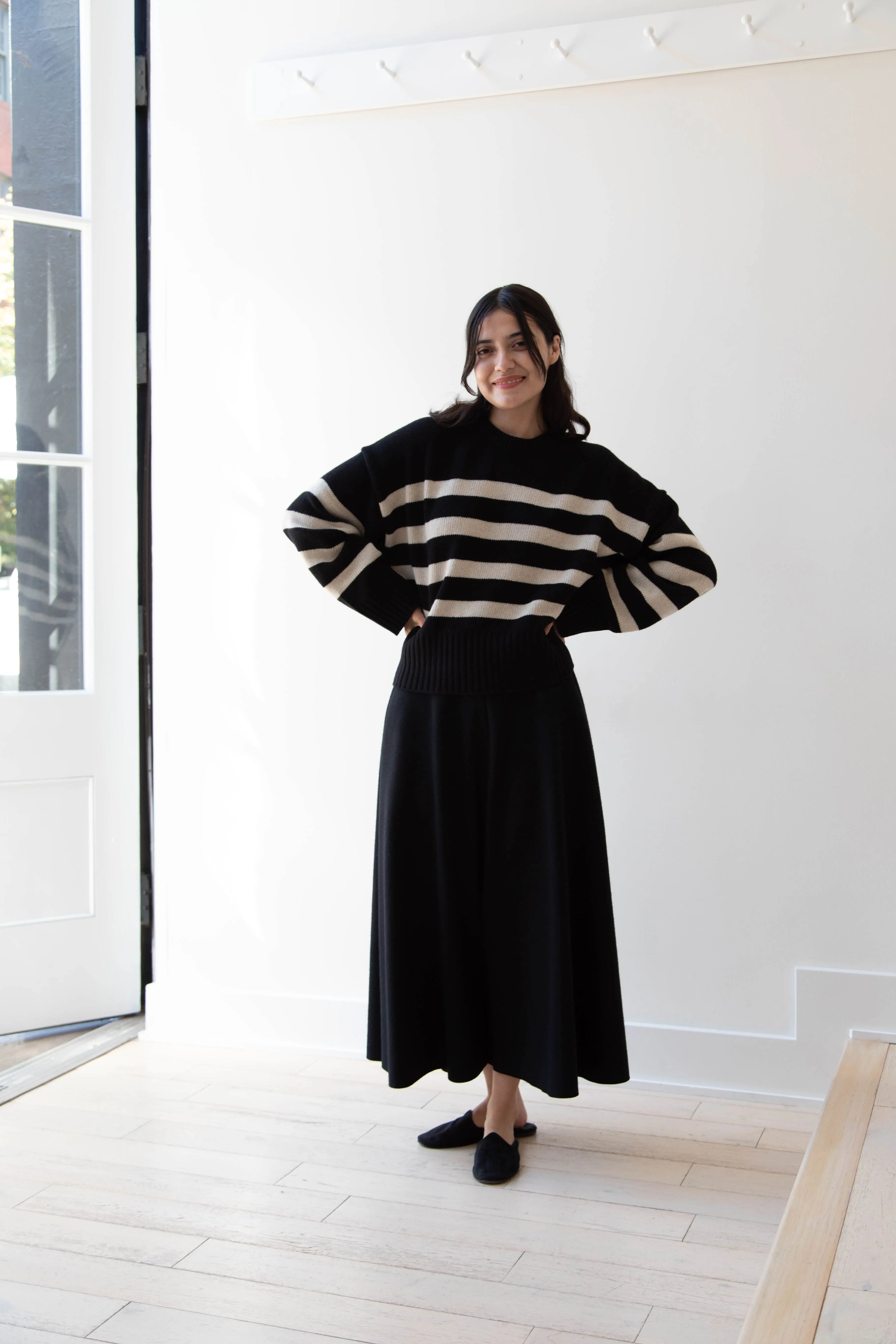 Skall | Campa Sweater in Black & Sand Stripe