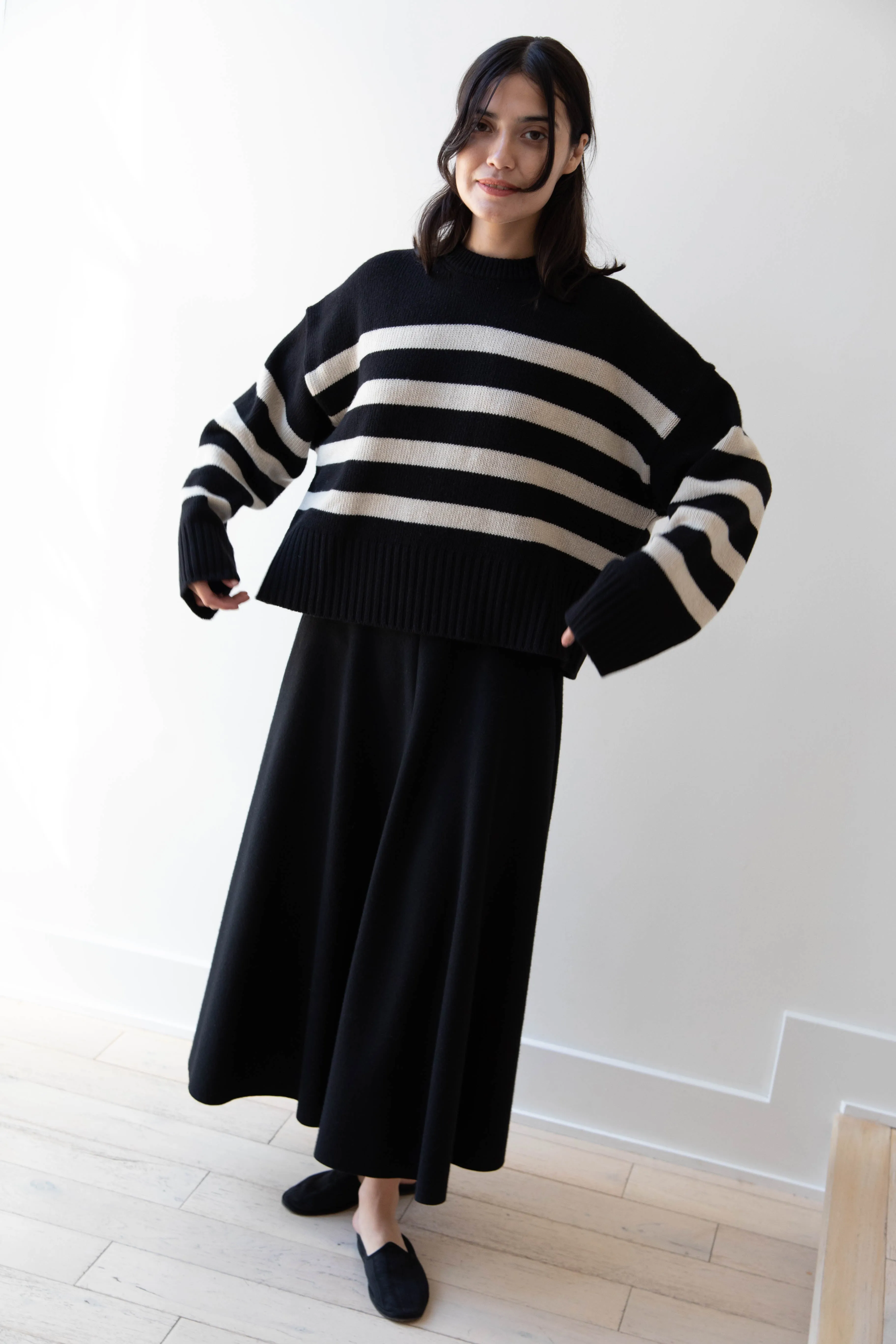 Skall | Campa Sweater in Black & Sand Stripe
