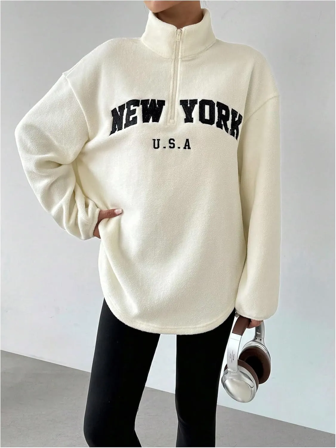 SOLY HUX Women's 2 Piece Tracksuit Outfits Letter Graphic Long Sleeve Sweatshirt Top and Leggings Pants Set