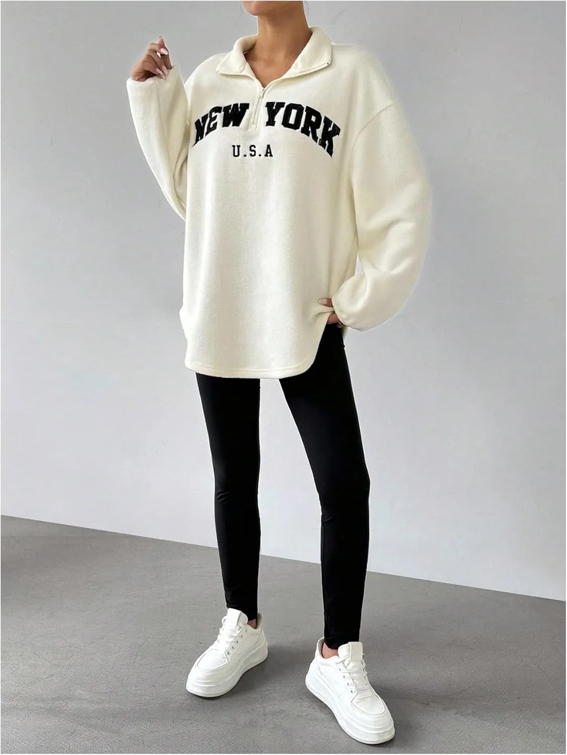 SOLY HUX Women's 2 Piece Tracksuit Outfits Letter Graphic Long Sleeve Sweatshirt Top and Leggings Pants Set