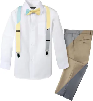 Spring Notion Boys' 4-Piece Patterned Dress up Pants Set