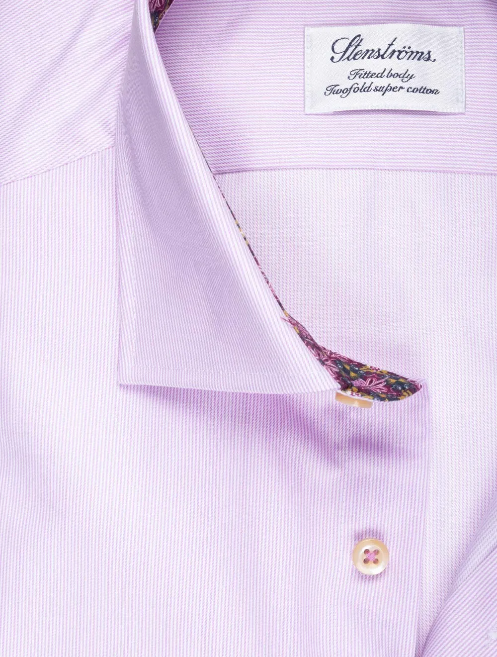 Striped Contrast Twill Shirt Pink