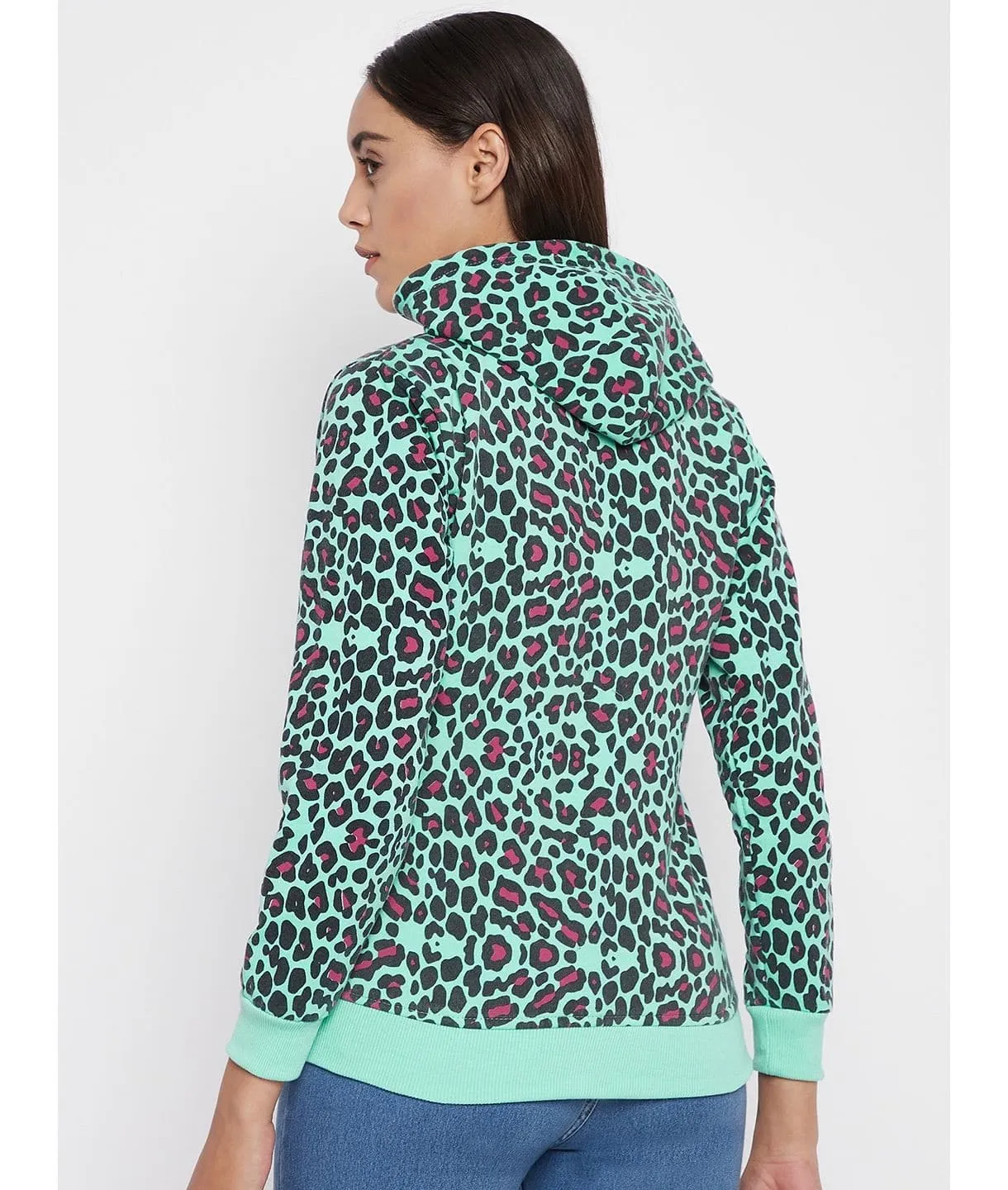 Sunglass Print Cotton Zippered Hoodie with Pockets