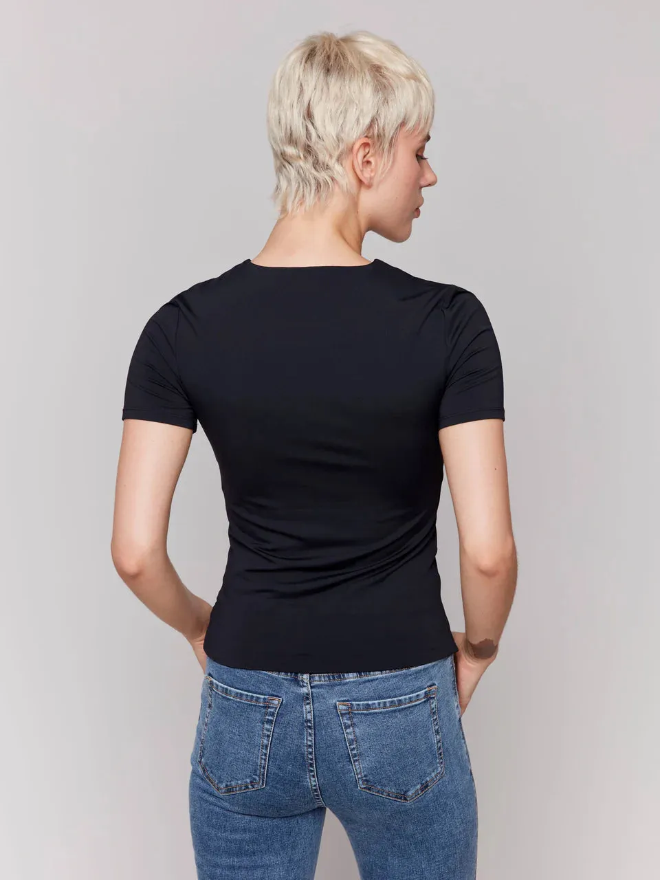 SUPER STRETCH TOP DOUBLE KNIT-BLACK