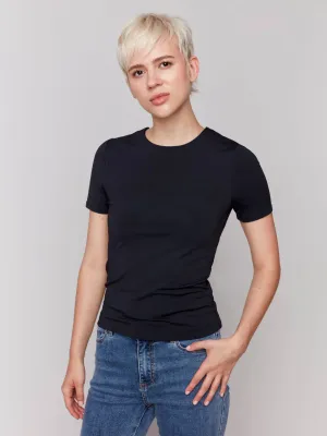 SUPER STRETCH TOP DOUBLE KNIT-BLACK