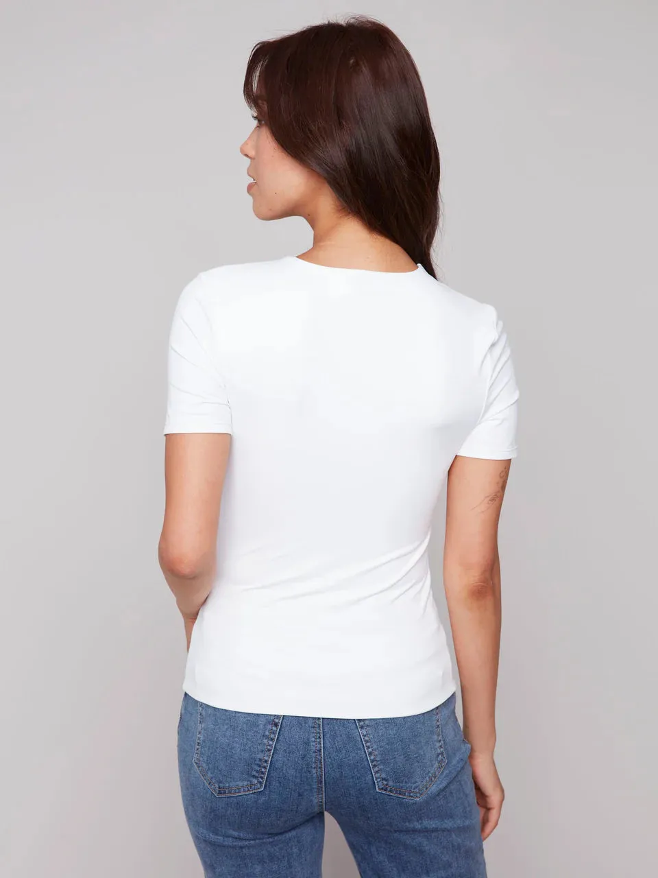 SUPER STRETCH TOP DOUBLE KNIT-WHITE