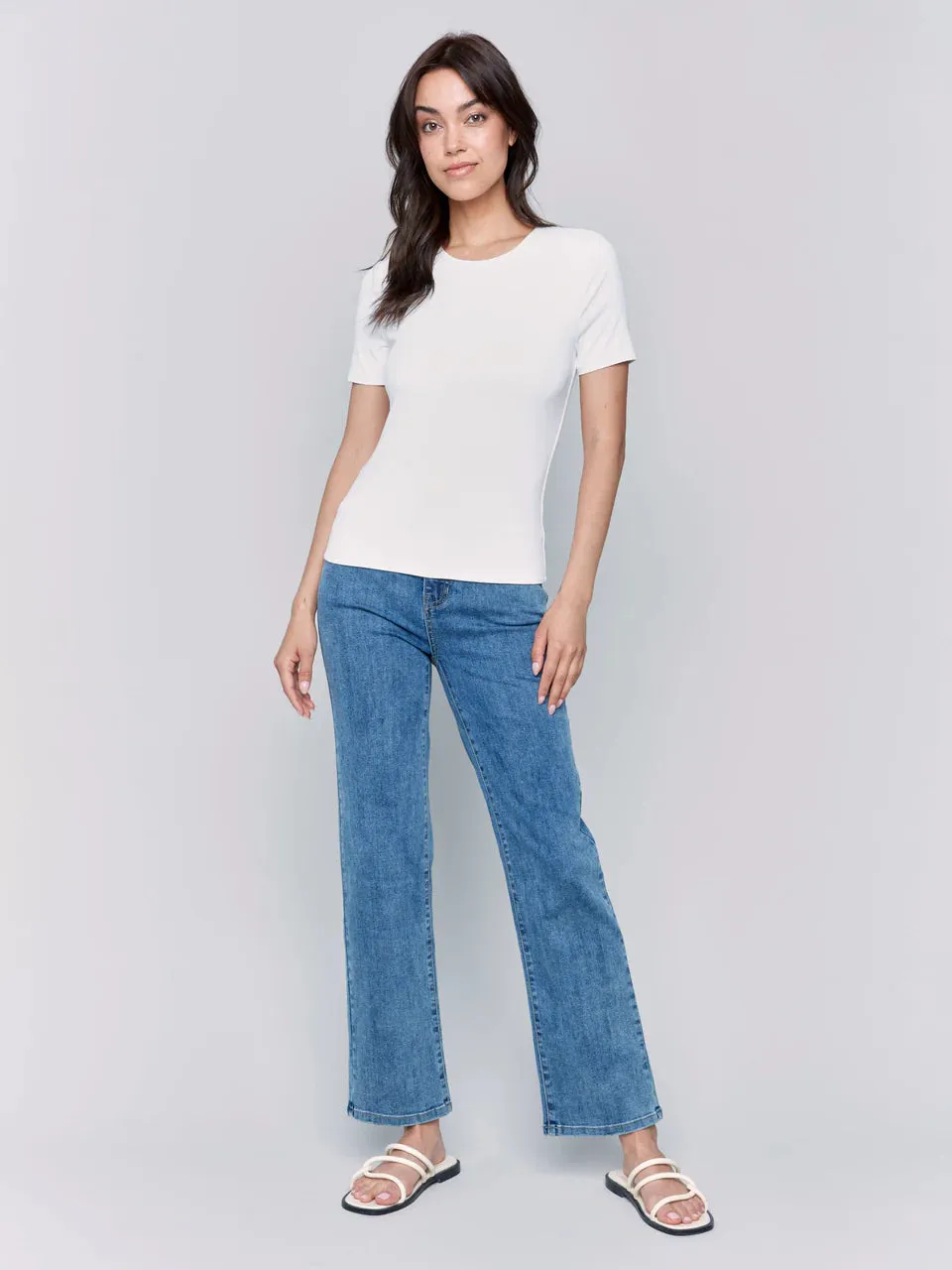 SUPER STRETCH TOP DOUBLE KNIT-WHITE