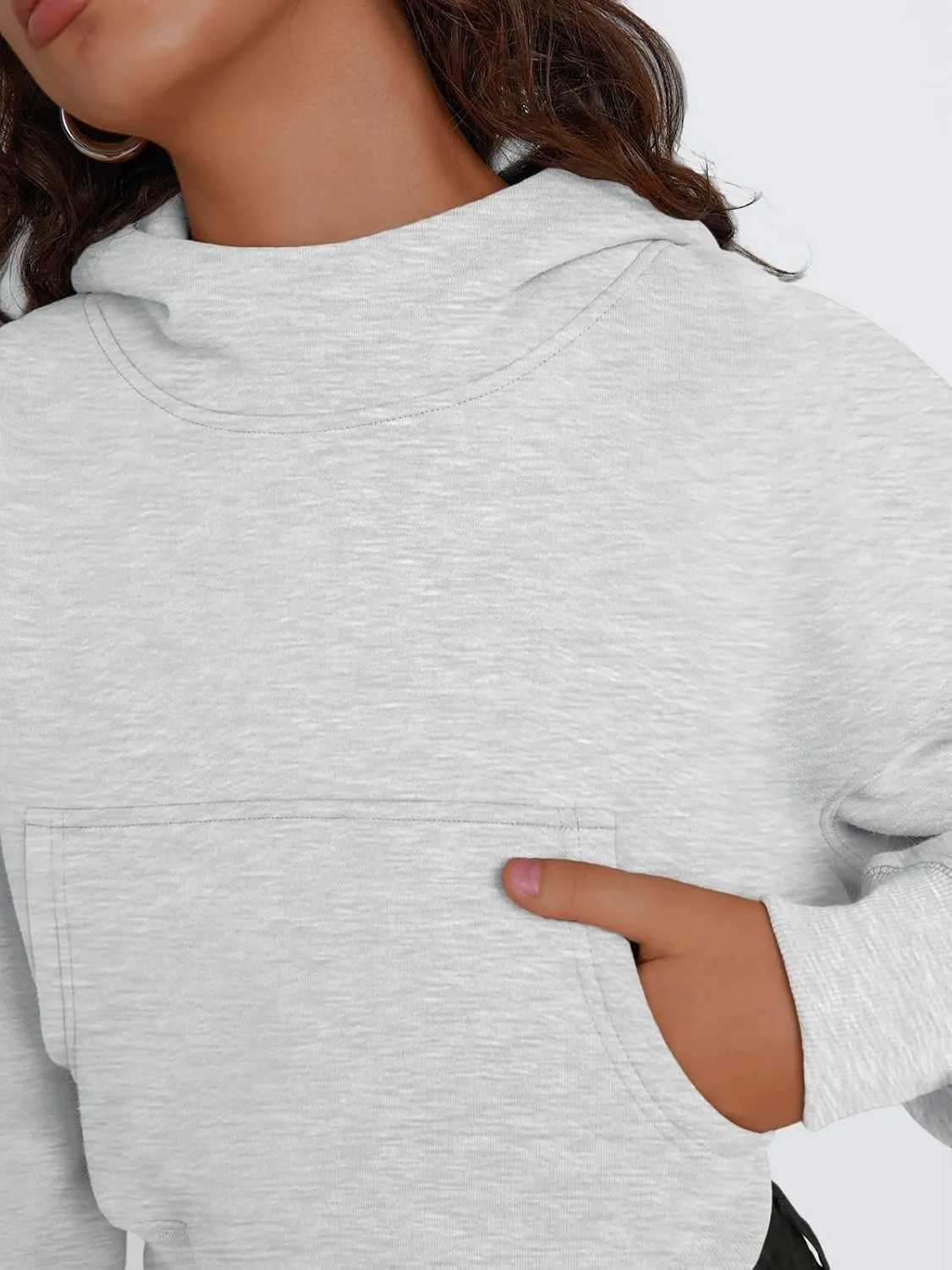 Trendy Queen Womens Cropped Hoodie Long Sleeve Sweatshirts Fall Fashion 2024 Casual Y2k Outfits Winter Clothes