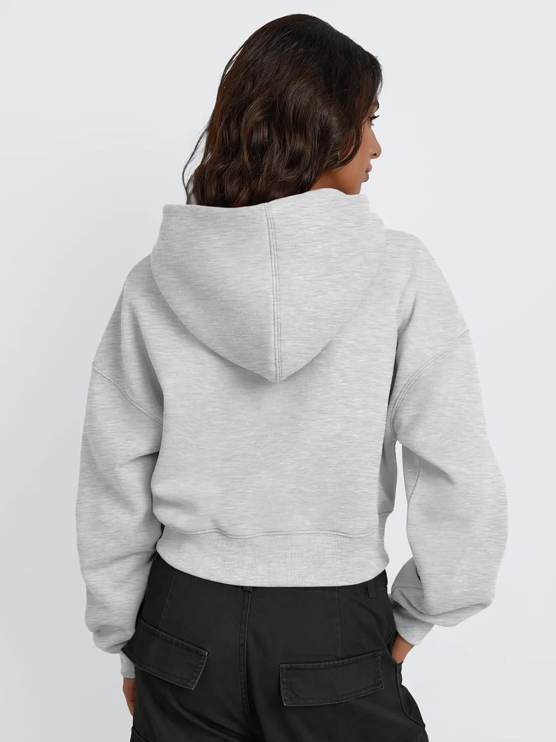 Trendy Queen Womens Cropped Hoodie Long Sleeve Sweatshirts Fall Fashion 2024 Casual Y2k Outfits Winter Clothes