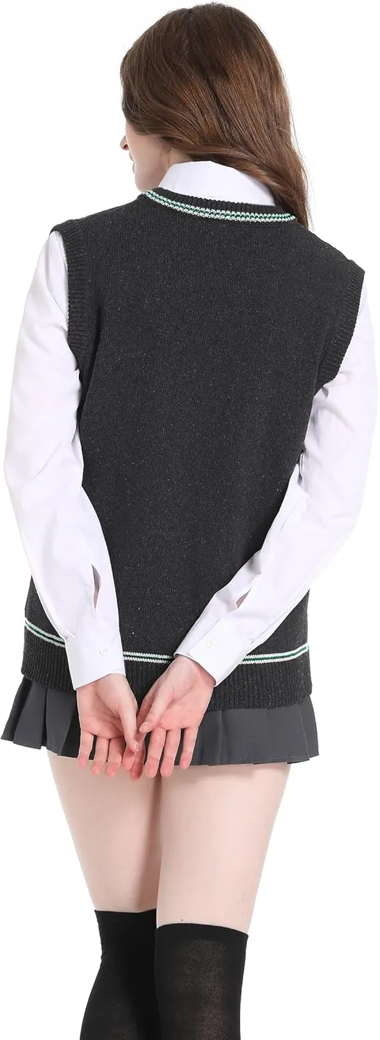 Unisex Vest Sweater Knited V-Neck Sleeveless Waistcoat Top Pullover Uniform Halloween Cosplay Costume Winter&Fall