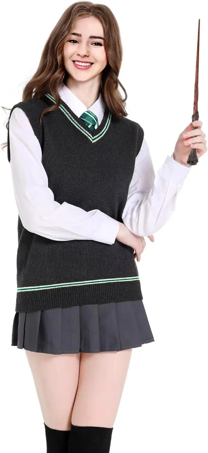 Unisex Vest Sweater Knited V-Neck Sleeveless Waistcoat Top Pullover Uniform Halloween Cosplay Costume Winter&Fall