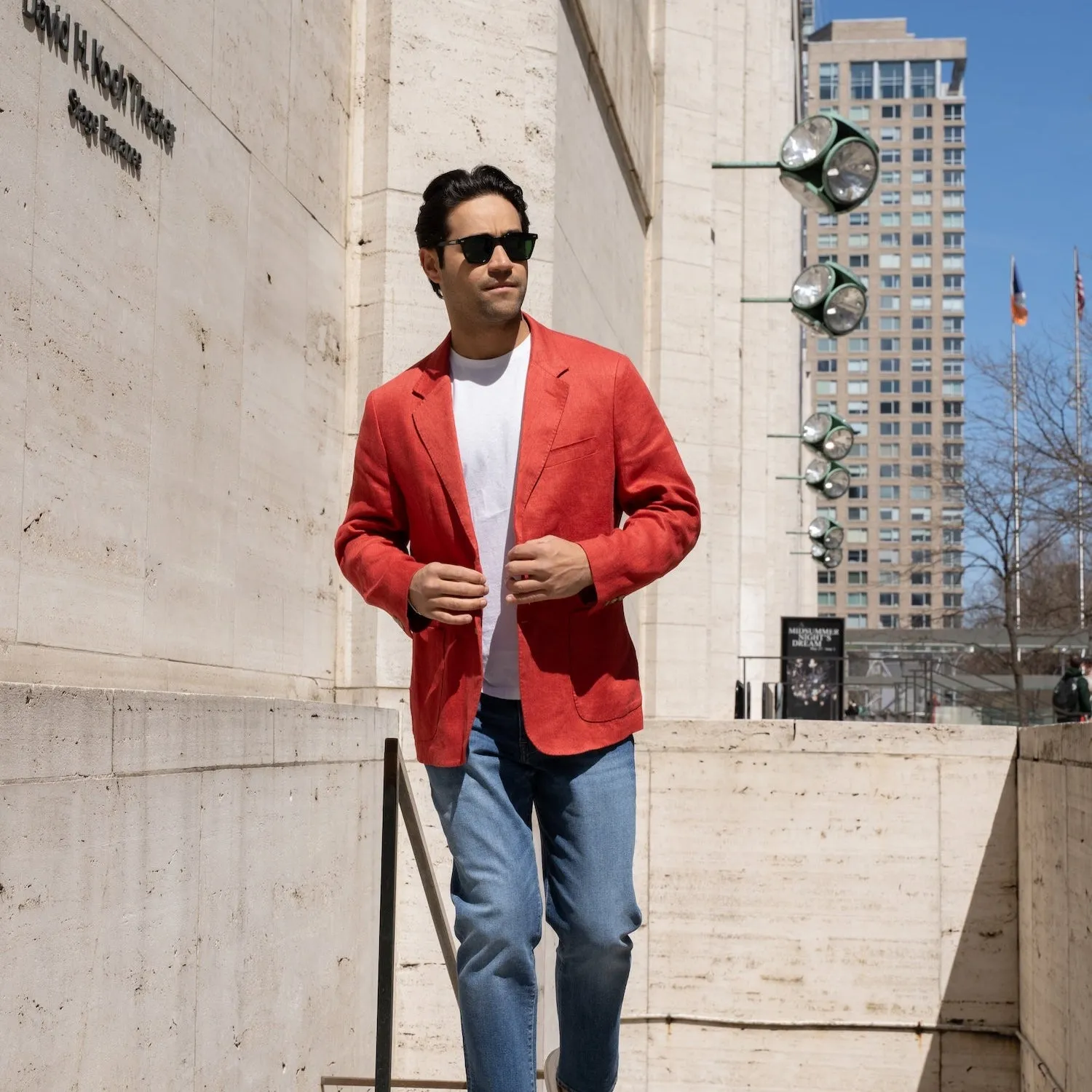 Unstructured Linen Jackets - Nantucket Red