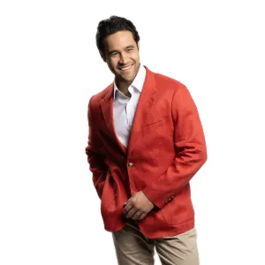 Unstructured Linen Jackets - Nantucket Red