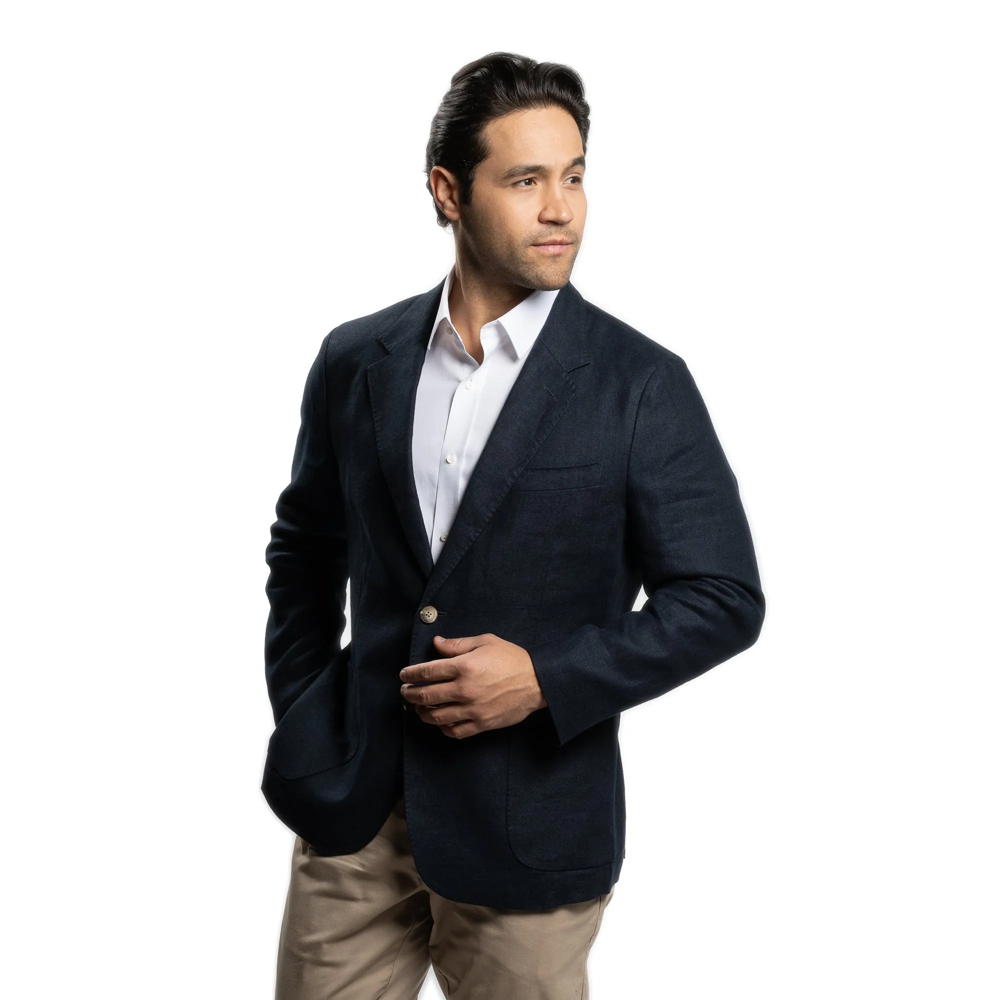 Unstructured Linen Jackets - Navy