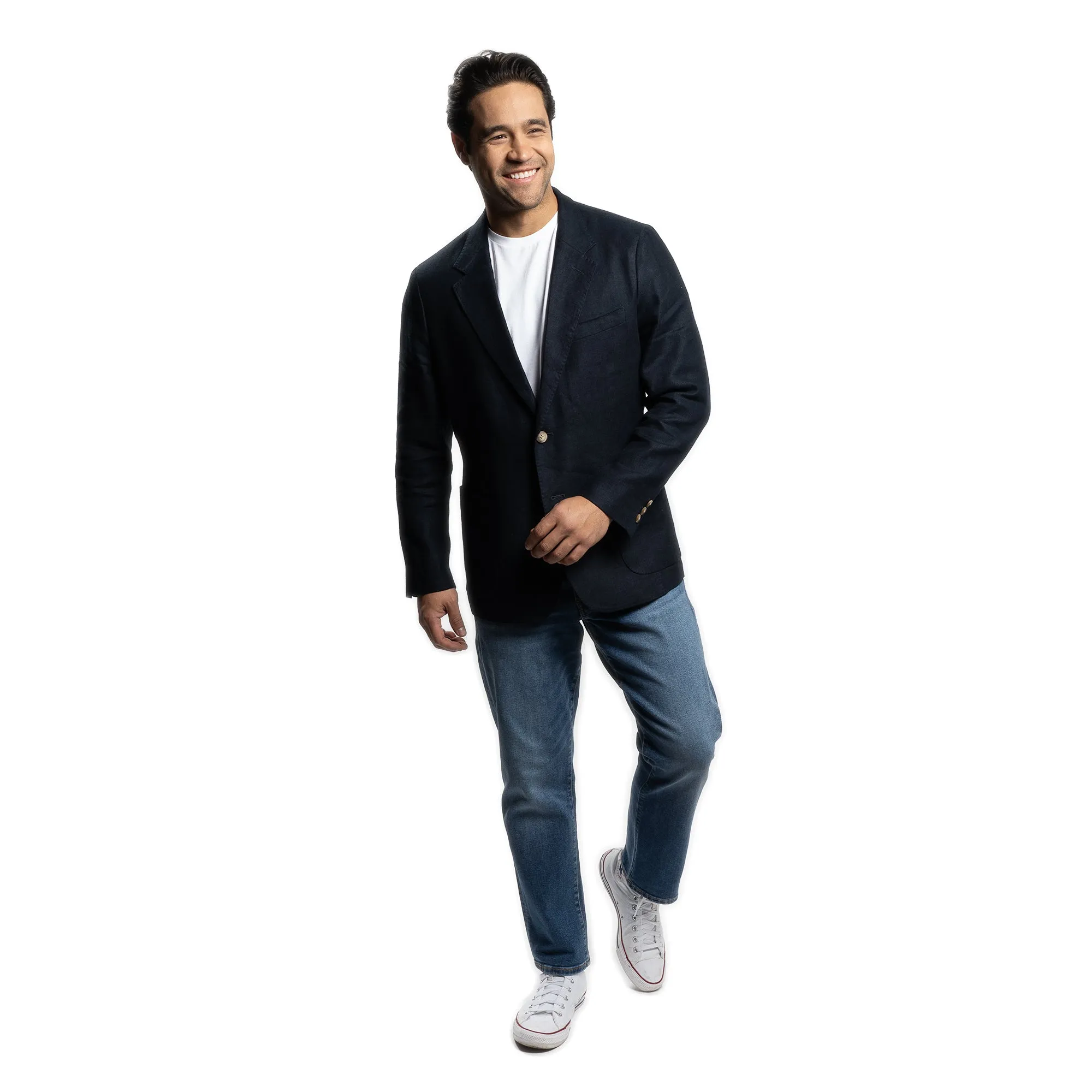 Unstructured Linen Jackets - Navy