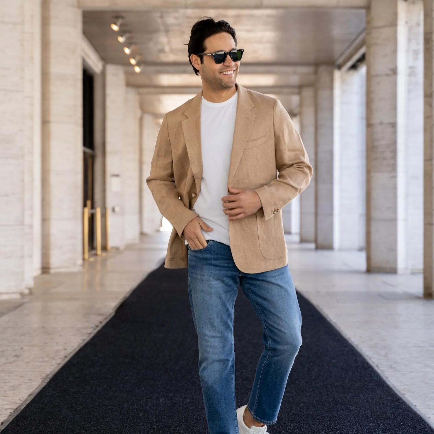 Unstructured Linen Jackets - Tan