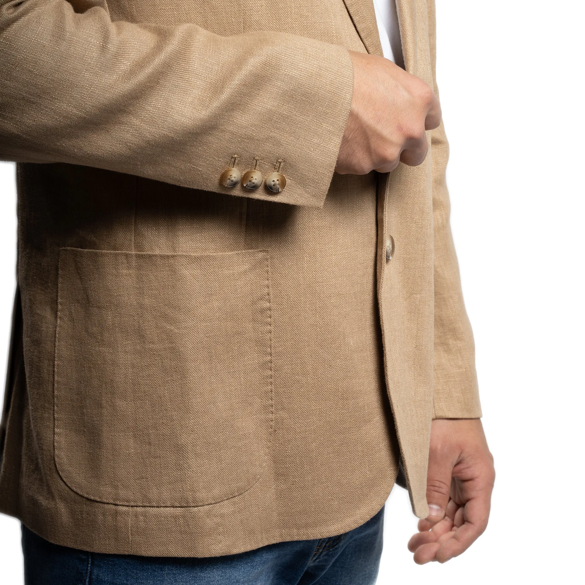 Unstructured Linen Jackets - Tan
