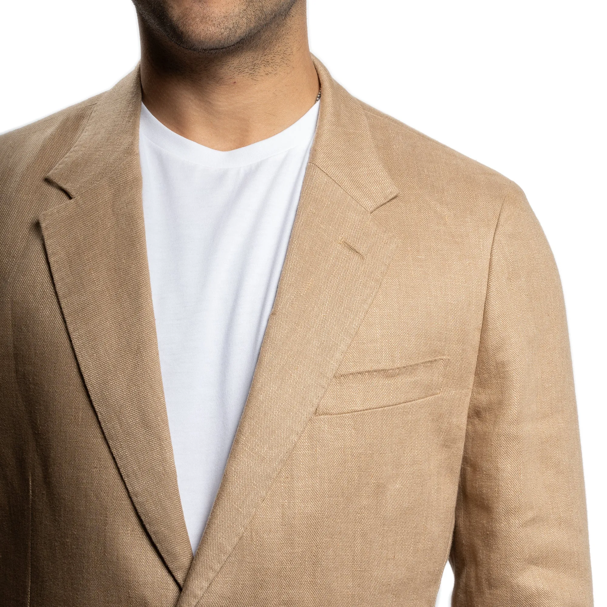 Unstructured Linen Jackets - Tan