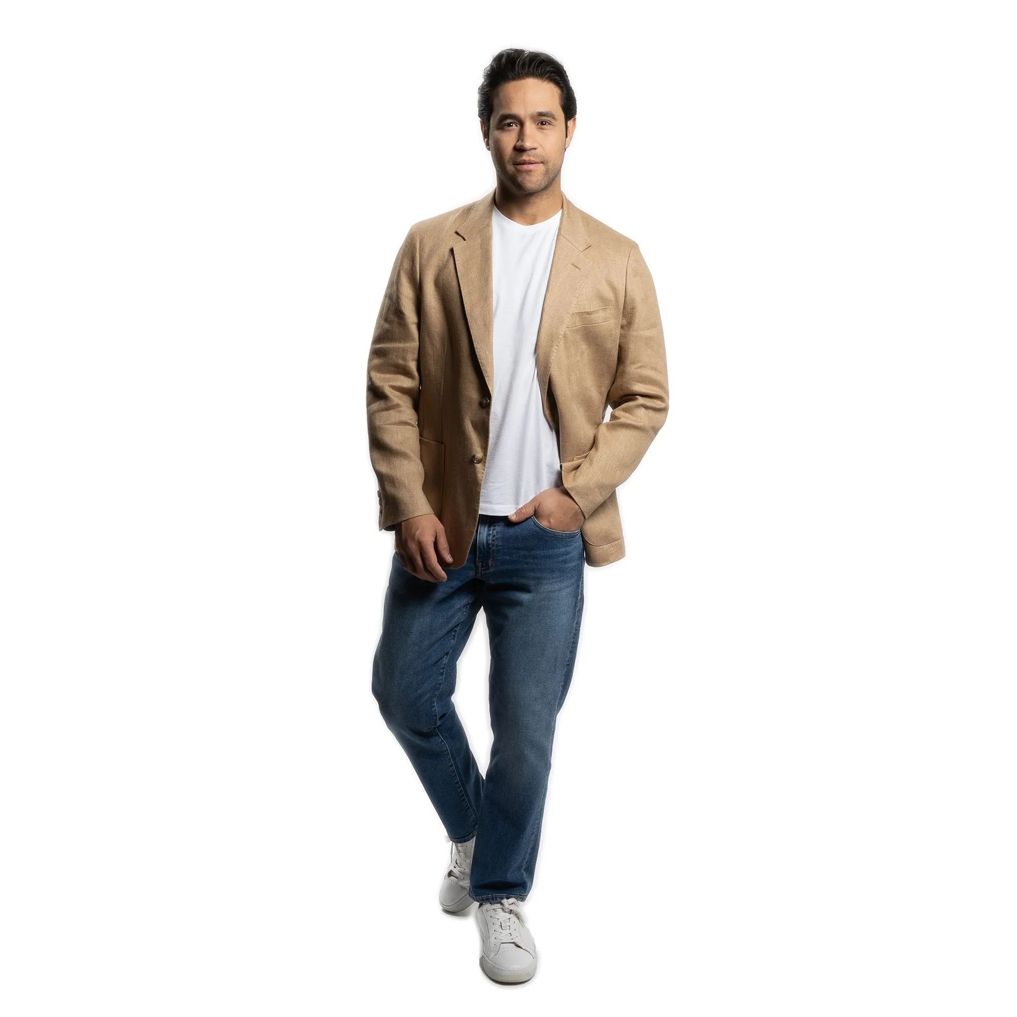 Unstructured Linen Jackets - Tan