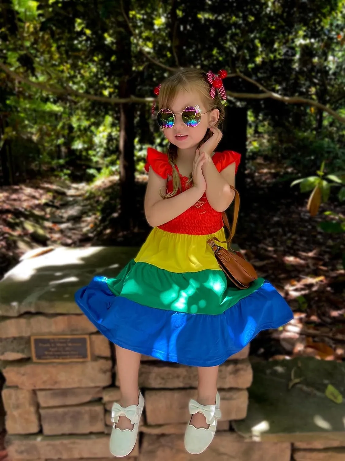 Vieille Toddler Girls Rainbow Dress Summer Ruffle Sleeveless Kids Princess Casual Dress 2-6 Years