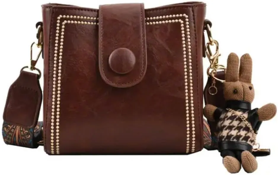 Vintage Retro Small Water Bucket Bag, Vintage Fashion Bag With Adjustable Wider Shoulder Strap