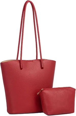 Vintage Shoulder Bag for Women Large Vegan Leather Boho Bucket Tote Purse 2Pcs Handbag Satchels for Casual Outfit