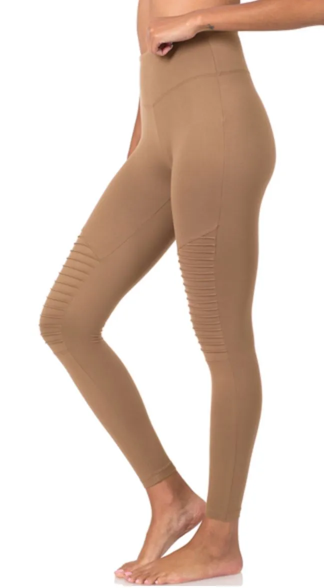 Wide-Waistband Moto Leggings