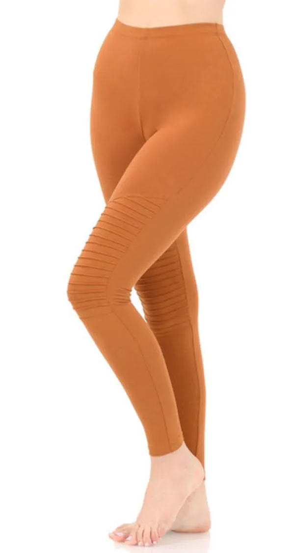 Wide-Waistband Moto Leggings