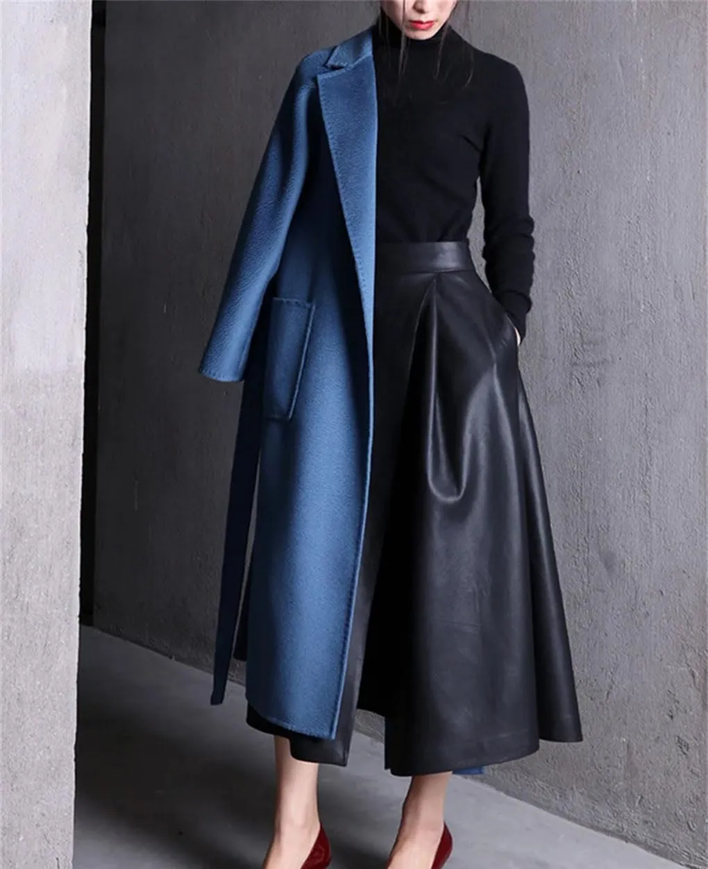 Women Autumn Midi Leather Skirt Long Skirts for Women Spring Summer Ladies Solid Skirt