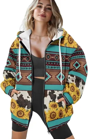 Women Oversized Hoodies Zip Up Sweatshirt Fall Clothes Hooded Sweater Fall Winter Jacket for Workout, XS-XL