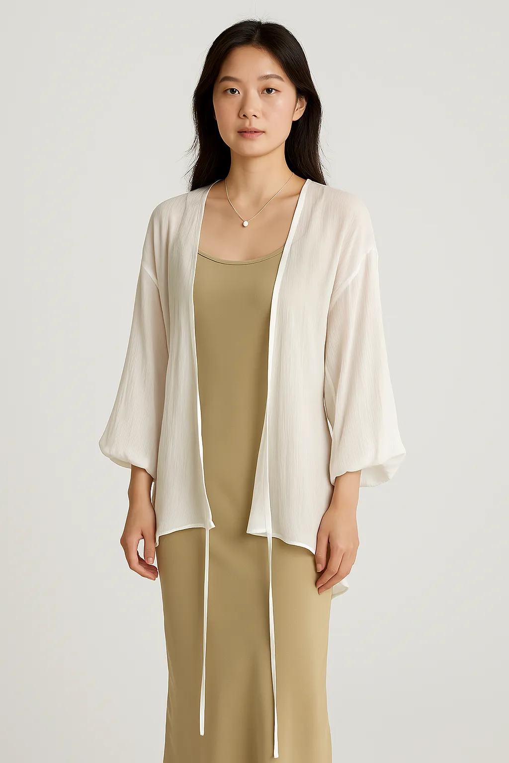 Womens Cardigan  Sheer Lightweight Fabric  Loose Fit  Long Sleeve Open Front