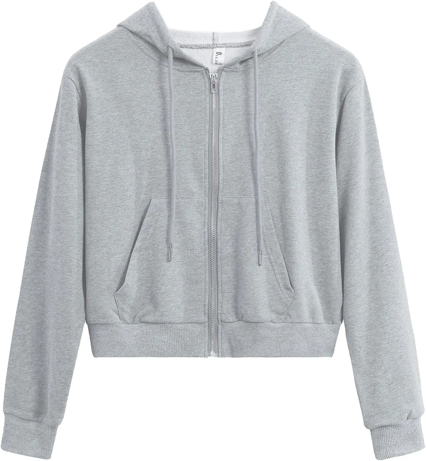 Women's Cropped Zip Up Hoodie Casual Long Sleeve Workout Hooded Sweatshirt Coat