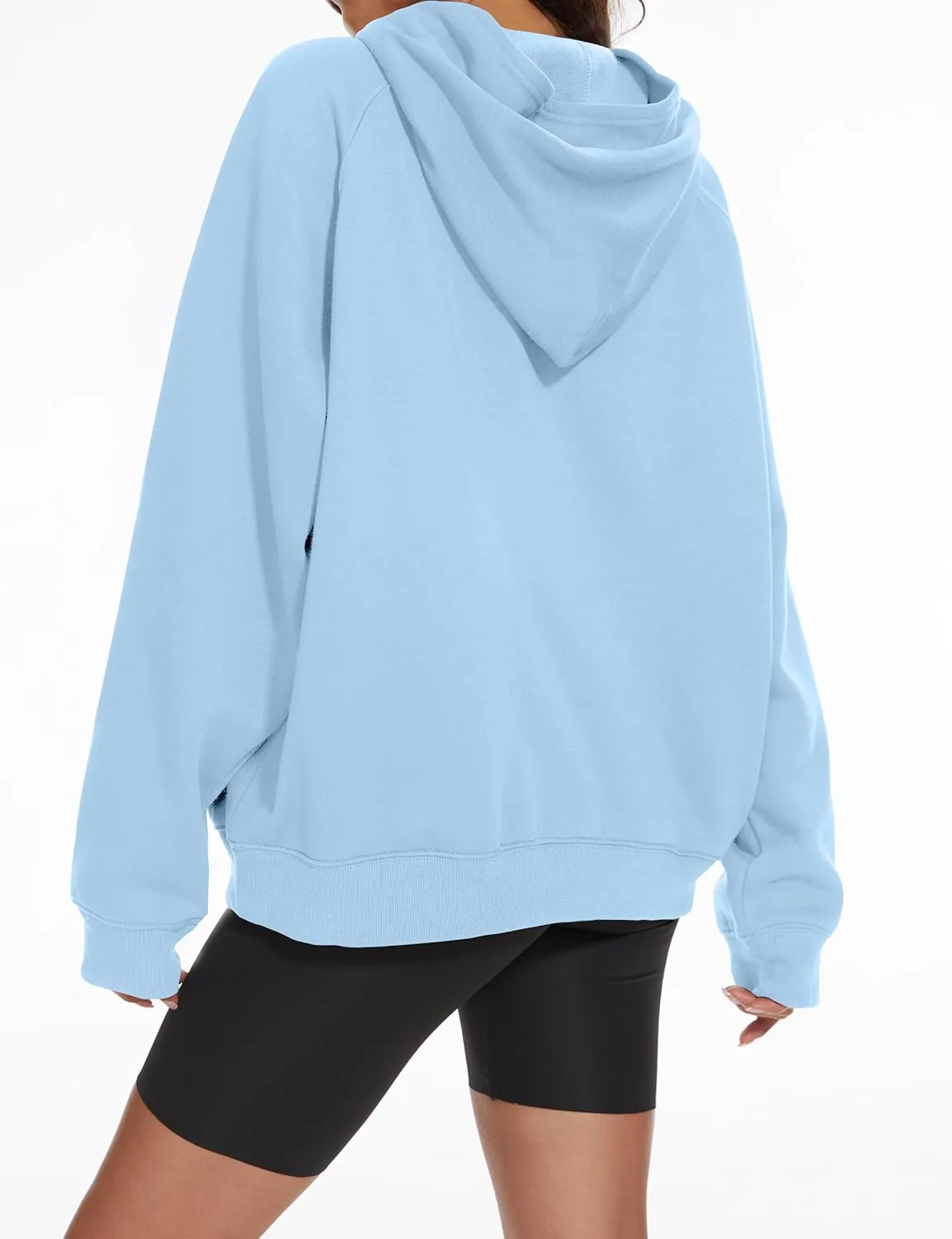 Womens Oversized Hoodies Sweatshirt Basic Solid Long Raglan Sleeves Loose Fleece Hooded Pullover With Kangaroo Pocket