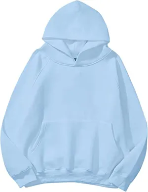 Womens Oversized Hoodies Sweatshirt Basic Solid Long Raglan Sleeves Loose Fleece Hooded Pullover With Kangaroo Pocket