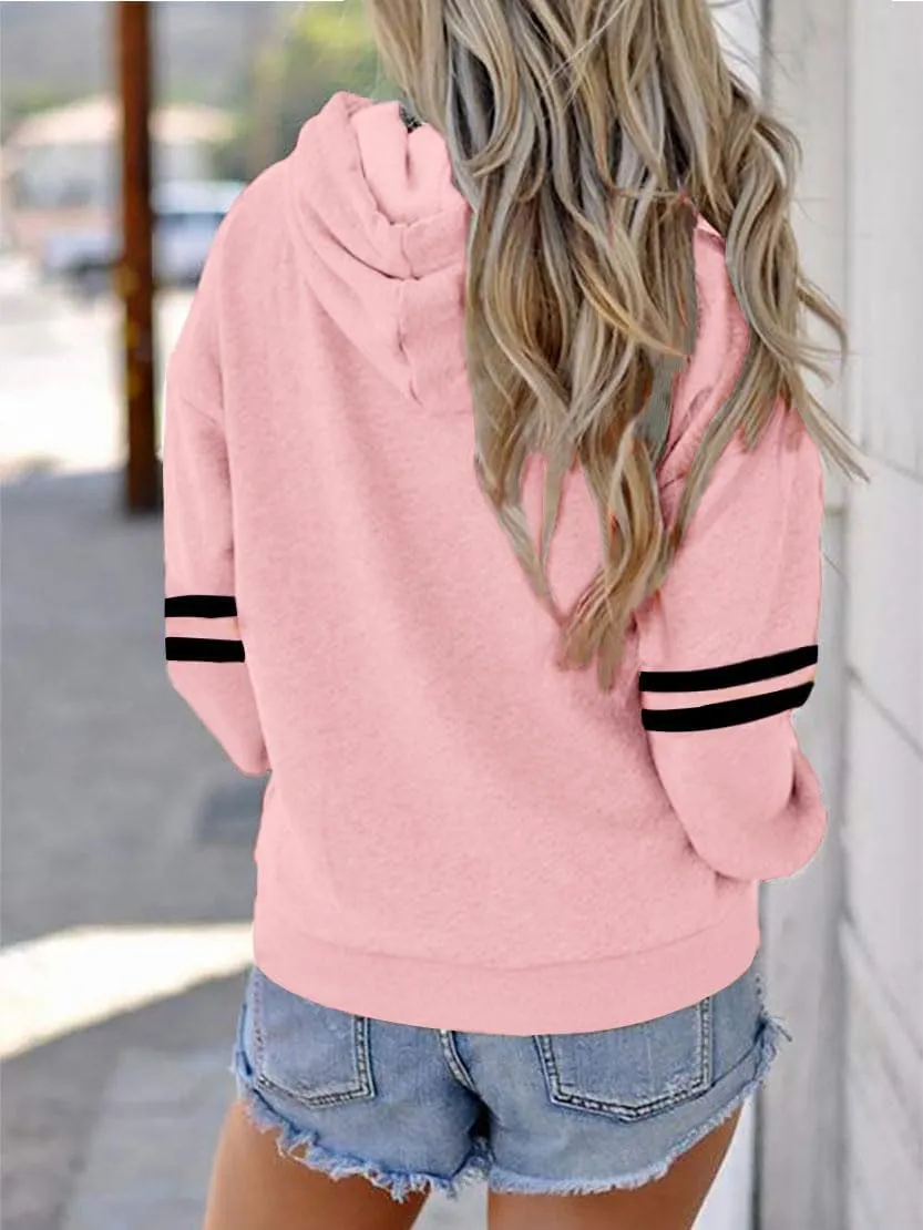 Womens Soccer Mom Hoodies Long Sleeve Casual Loose Striped Soccer Graphic Sweatshirt with Pocket