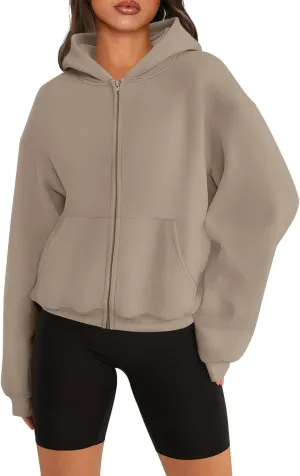 Womens Zip Up Hoodies Long Sleeve Sweatshirts Fleece Hooded Jacket Fall Outfits Clothes 2024